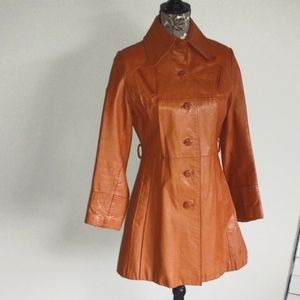 Vintage 70s Montgomery Ward Tannery Leather Jacket 6/8